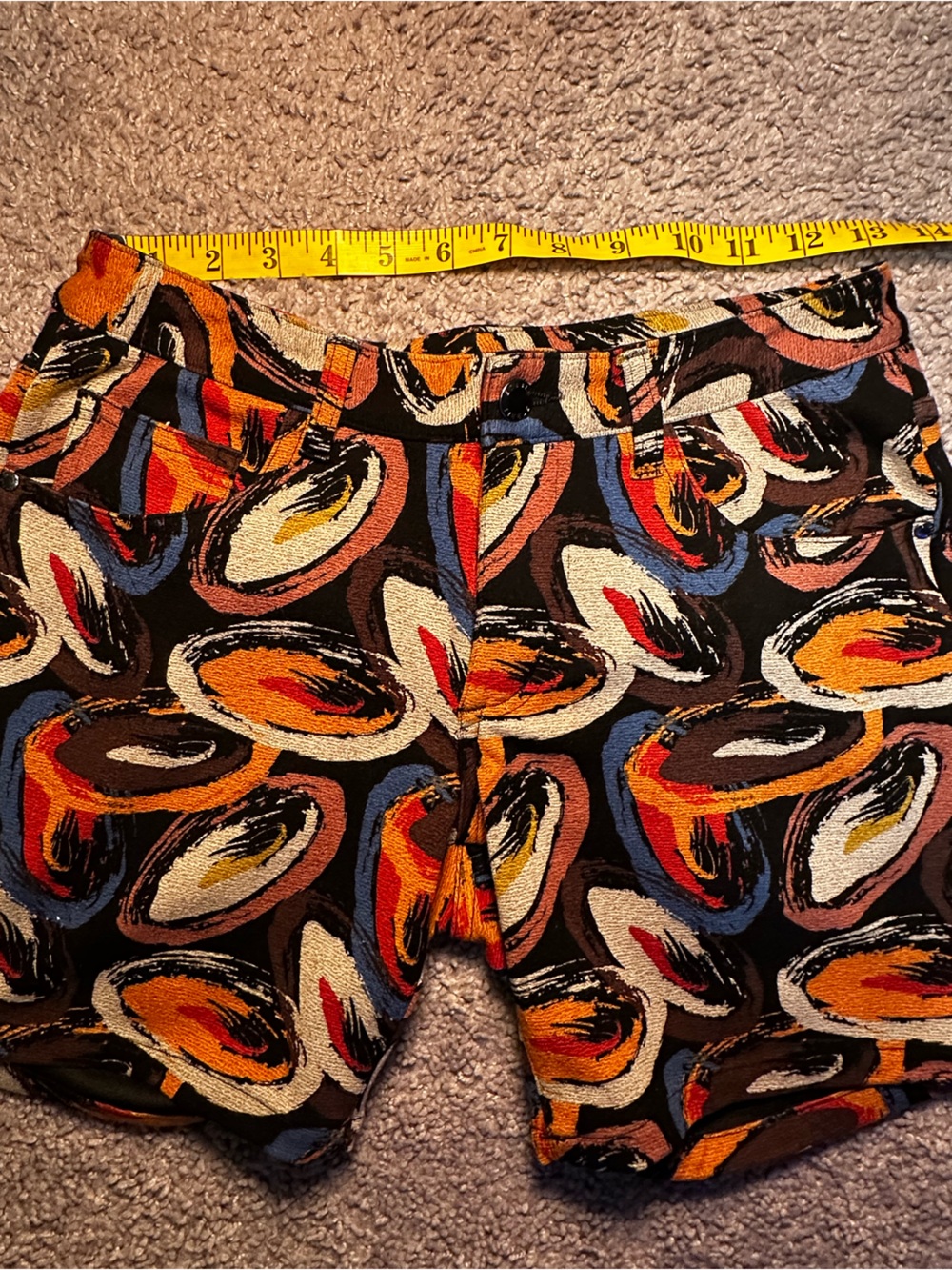 Men's Patterned Black Multicolor Stretch Shorts